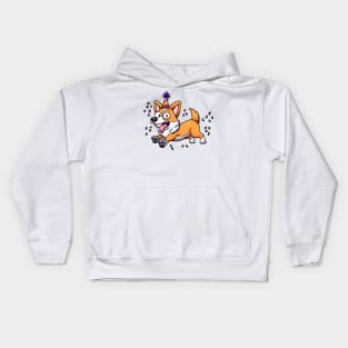 Cute Jumping Corgi Dog Celebrating Birthday Kids Hoodie